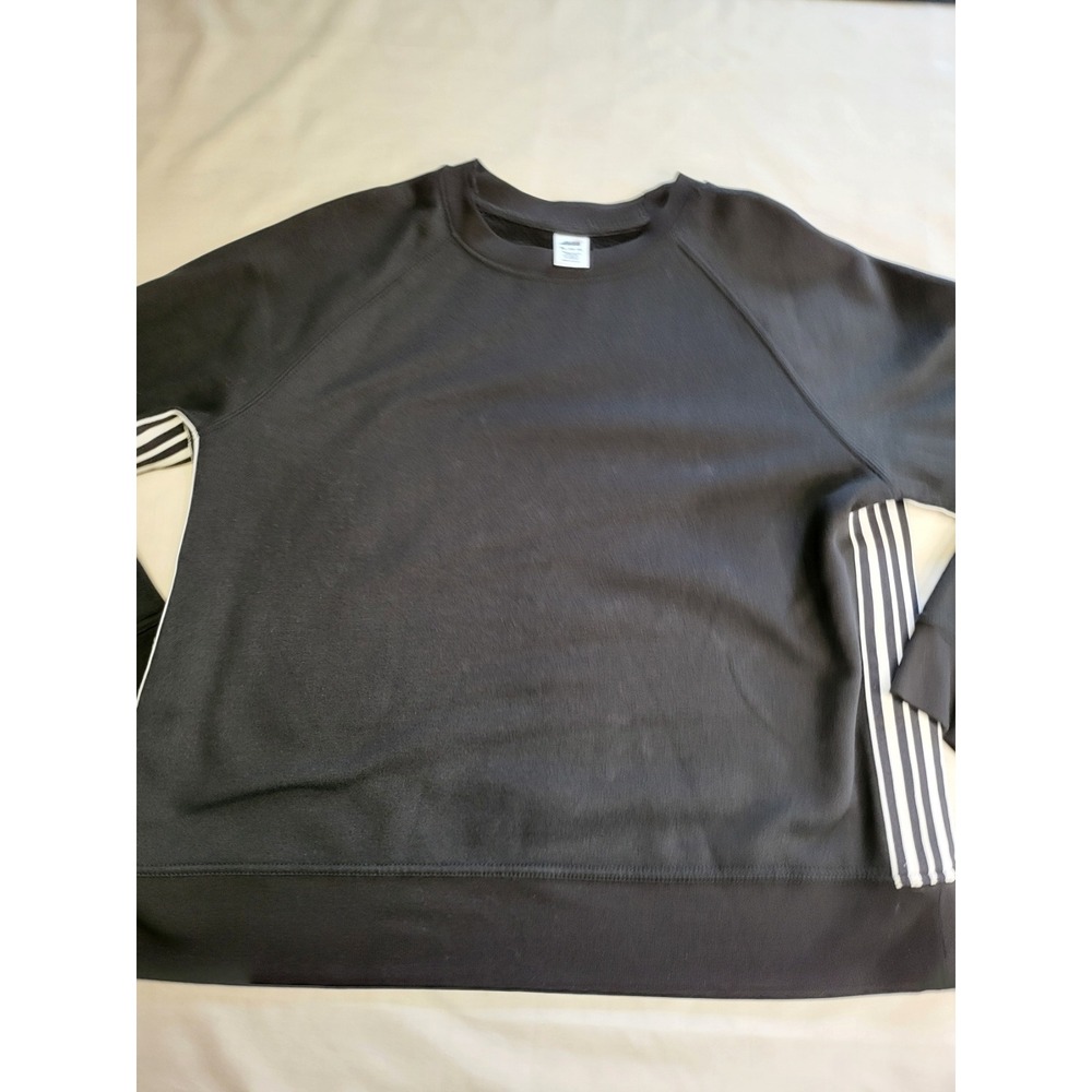 Avia Womens Black Crew Neck Sweatshirt Raglan White Side Stripe XL 16-18